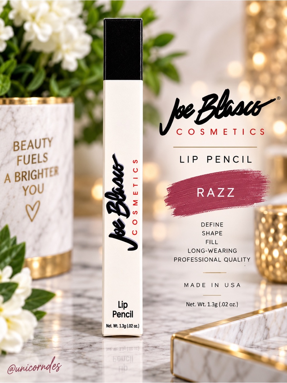 Joe Blasco Lip Pencil Razz Professional Makeup Artist Lip Liner Made in USA